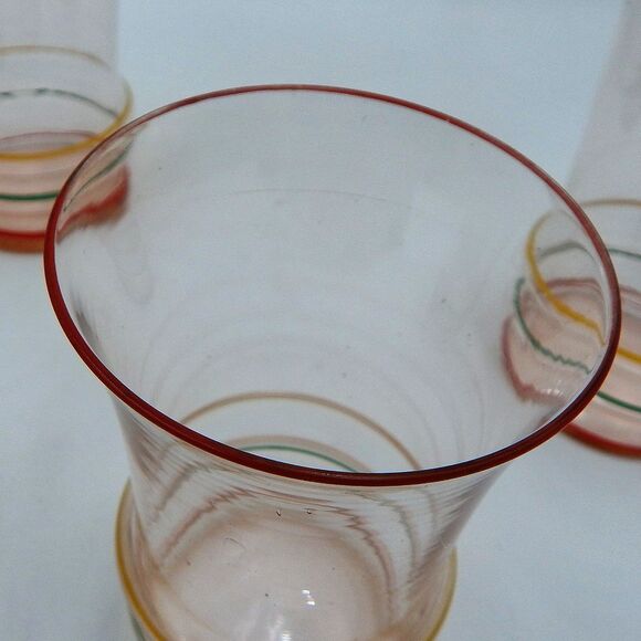 US Glass Co Painted Pin-Striped Glassware Set 6 Depression Glass Tumbler Juice - Picture 5 of 12